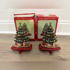 VINTAGE Cast Iron Christmas Tree Stocking Hook Hanger Heavy Duty SET OF 2 NEW
